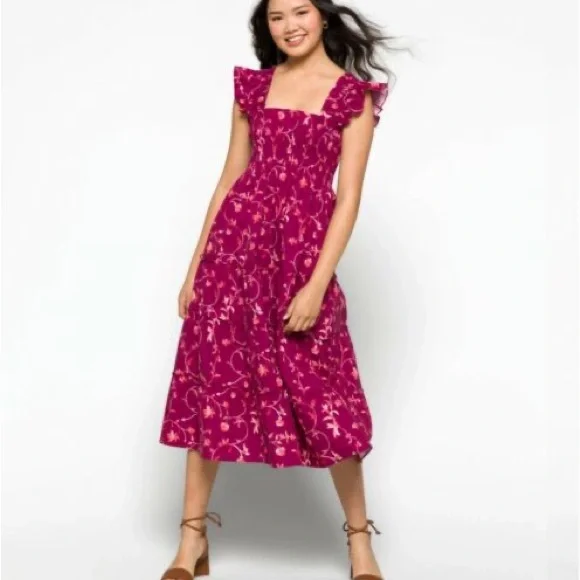 Hill House | Dresses | Euc The Ellie Nap Dress Burgundy Botanical Poplin  Burgundy Botanical Poplin | Poshmark